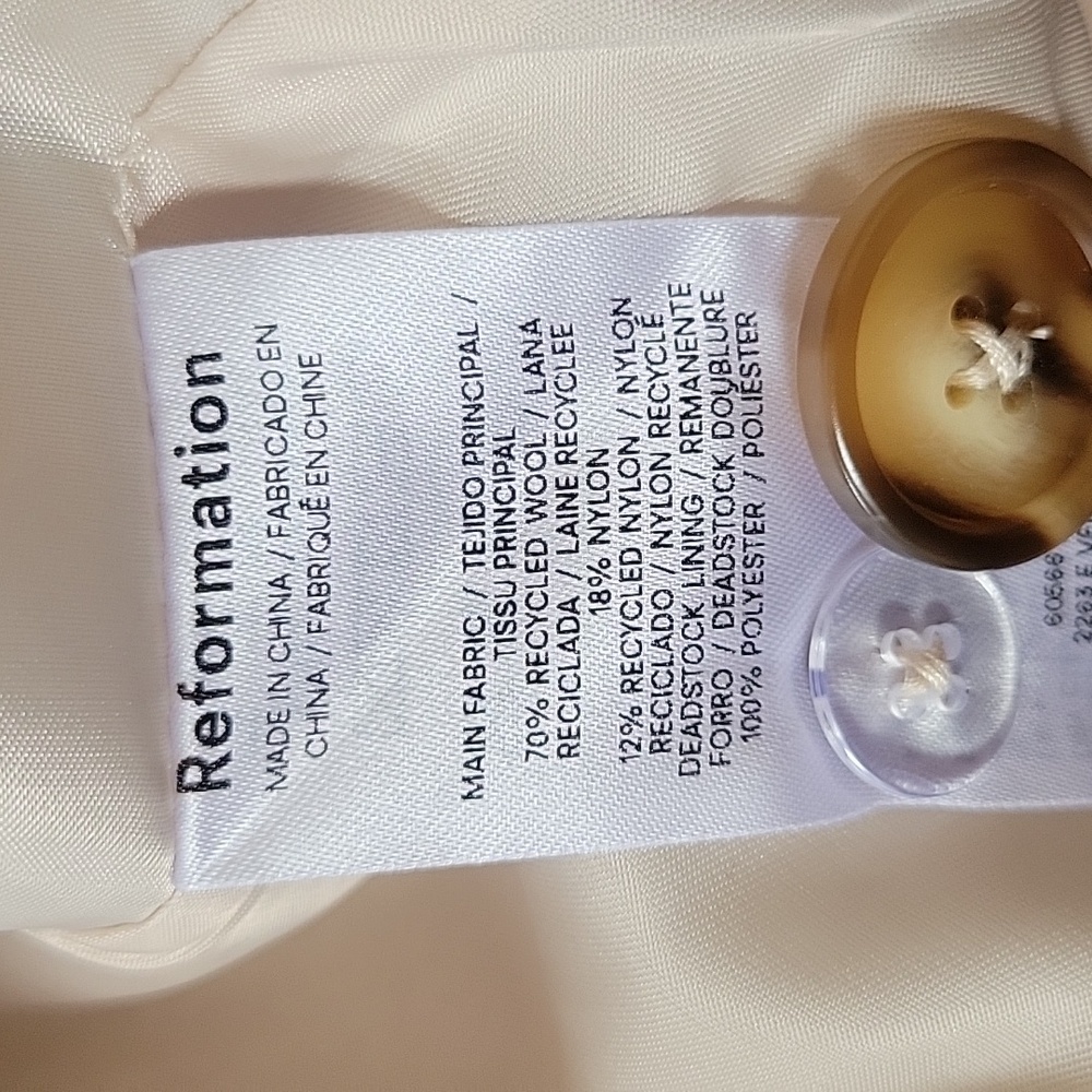 Reformation Irene Cream Wool Coat Size L NWT Classic Minimalist - Picture 14 of 14
